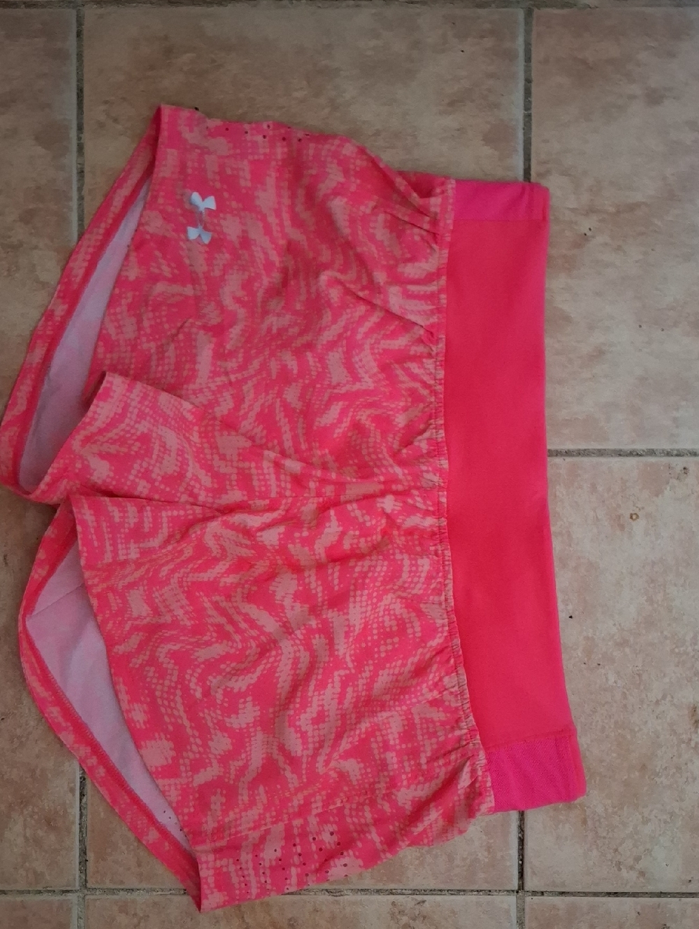 Under Armour Coral Pink Patterned Athletic Shorts